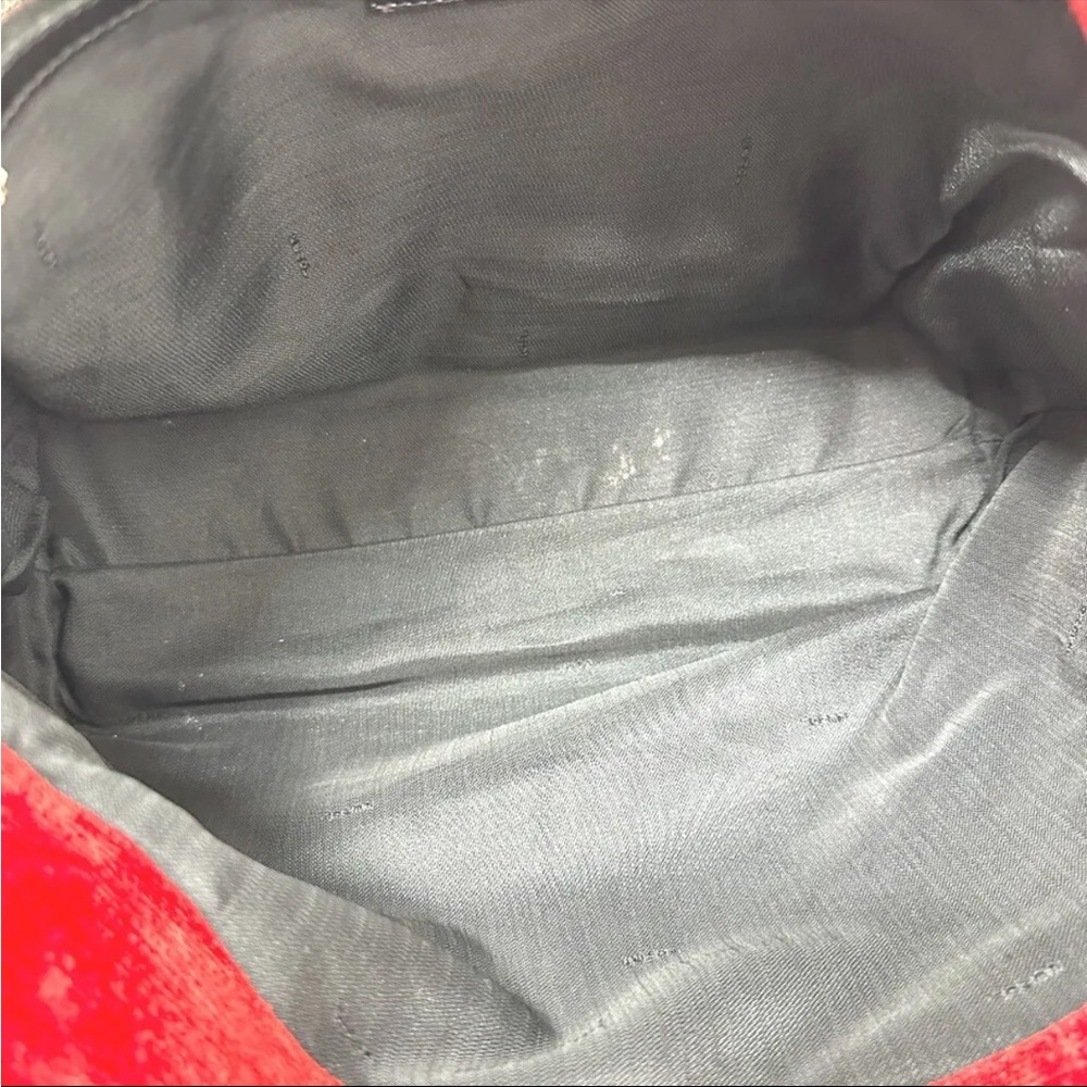 FENDI Logo Corduroy Velvet Velour Logo Red & Black Tote Bag - Picture 8 of 11